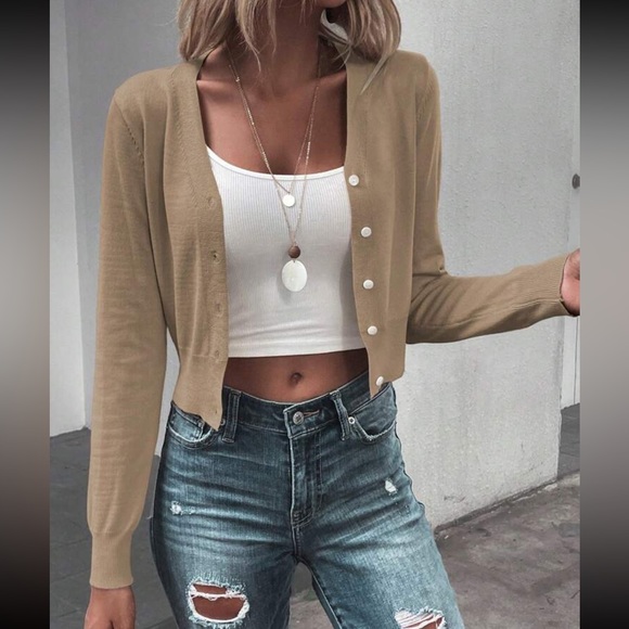 Boho open front cropped cardigan - Picture 14 of 16